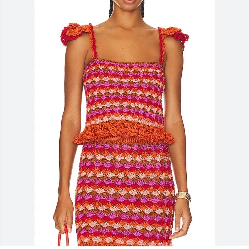 Ayni summer tank crochet top revolve Mita Top in Tangerine 100% cotton size S